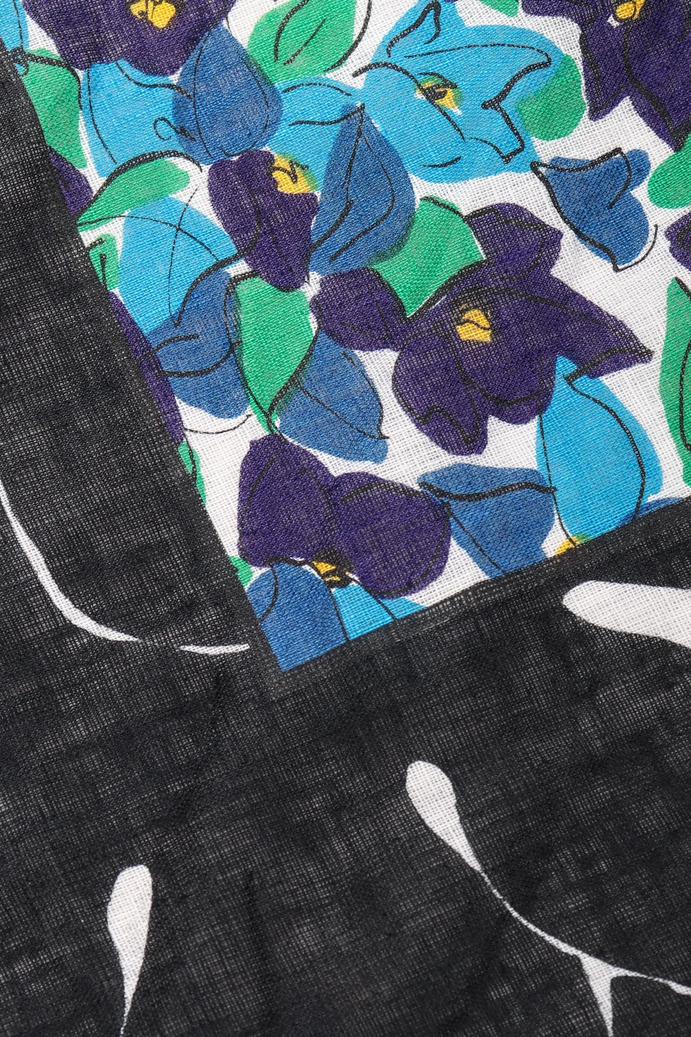 Oversized Floral Linen Scarf