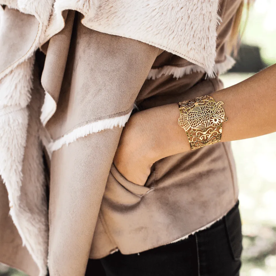 Owl | 18k Gold | Laser Cut Cuff