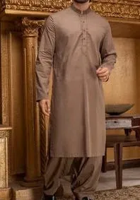 Pakistani Mens Suit with Neck Thread work Embroidery - Men5
