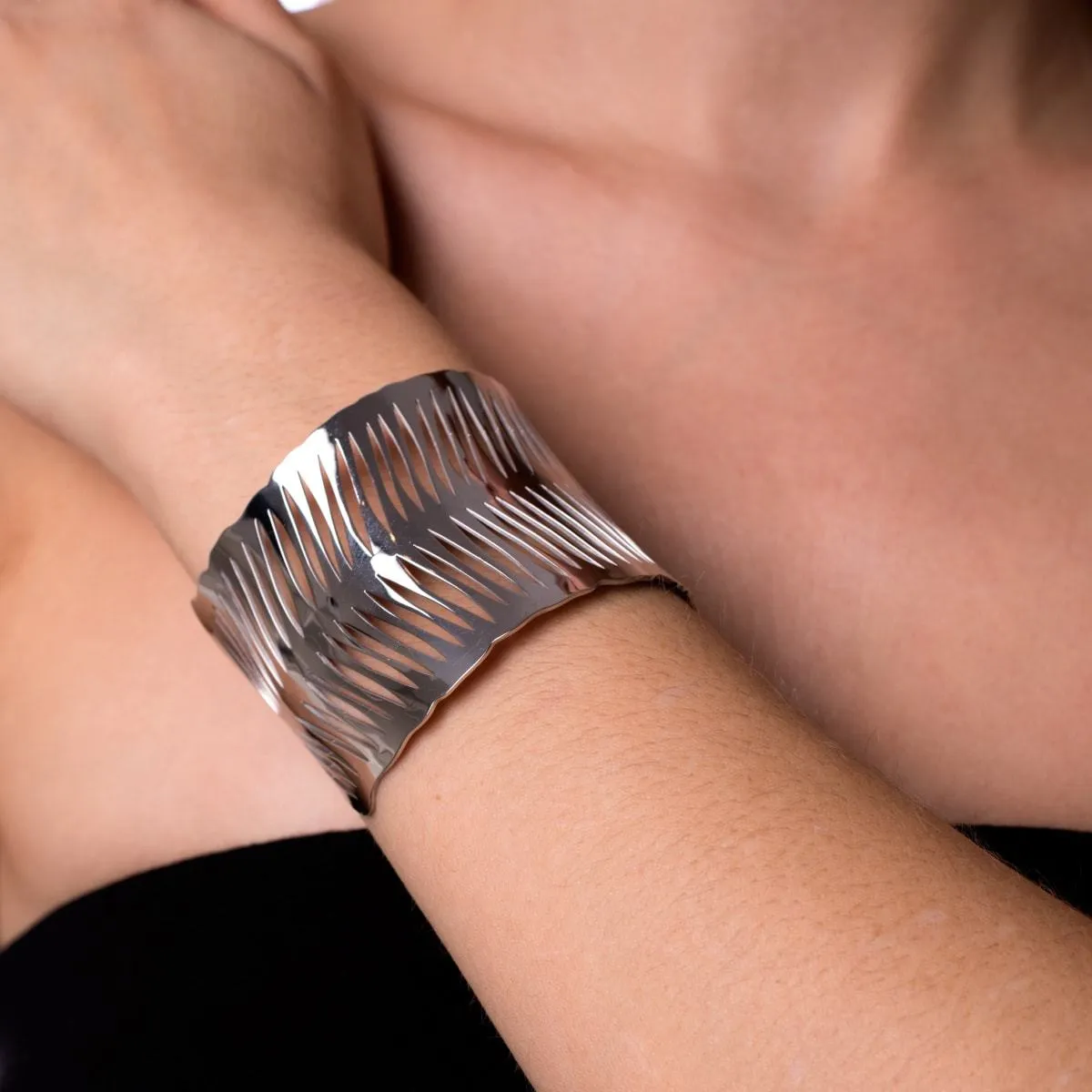 Palm Leaf | Silver | Laser Cut Cuff