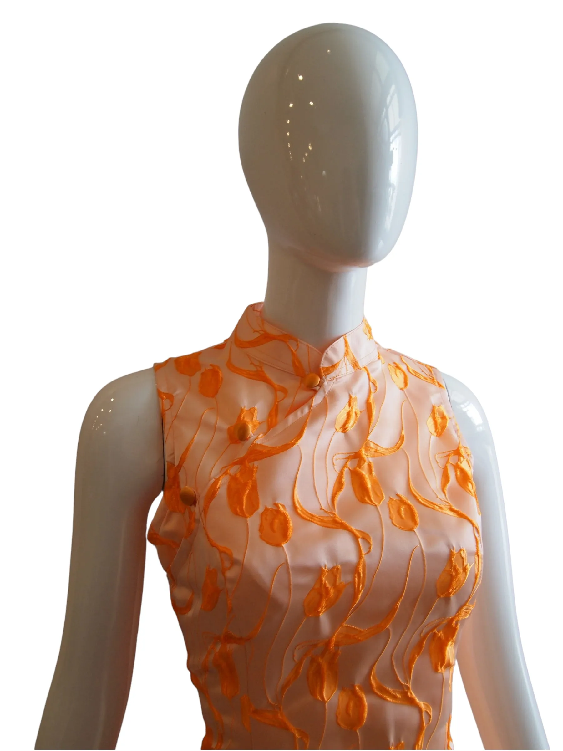 PEACH FINE - HANDMADE, LIMITED EDITION SILK BROCADE CHEONGSAM