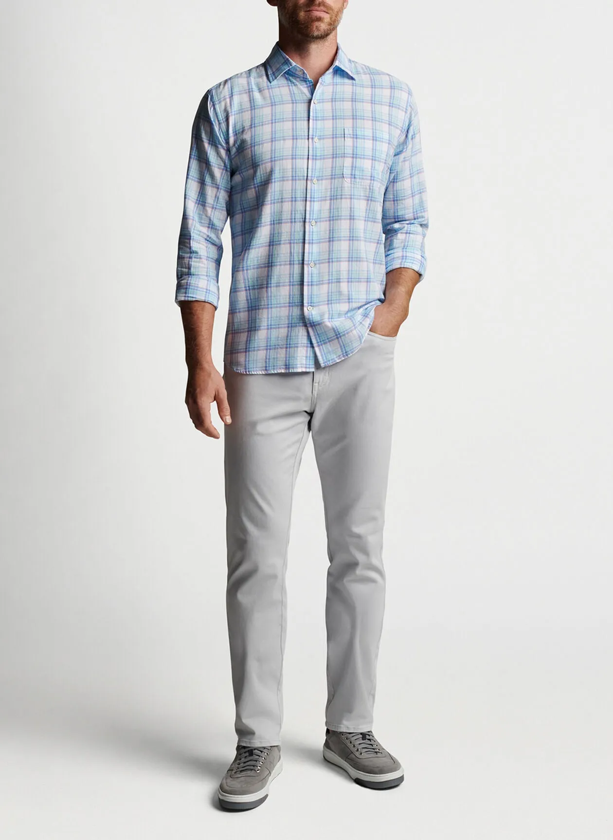 Pearl Bay Cotton Sport Shirt- Blue Sound