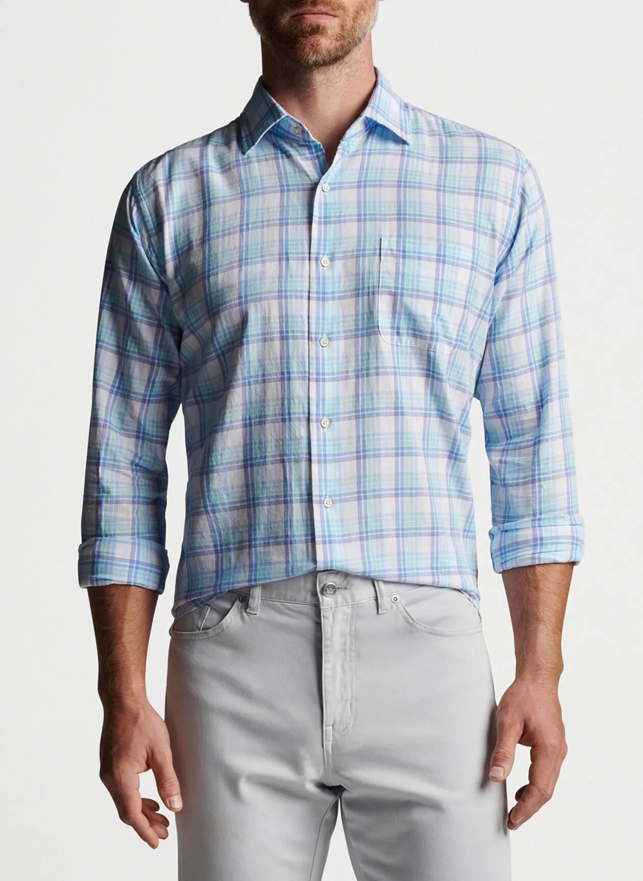 Pearl Bay Cotton Sport Shirt- Blue Sound