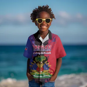 Personalised Haitian Heritage Month Kid Hawaiian Shirt Coat Of Arms With Dashiki Pattern LT15