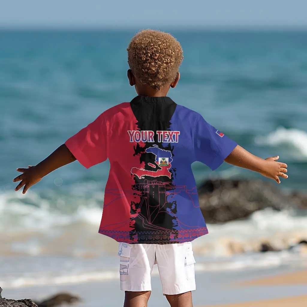 Personalised Haitian Heritage Month Kid Hawaiian Shirt Coat Of Arms With Dashiki Pattern LT15