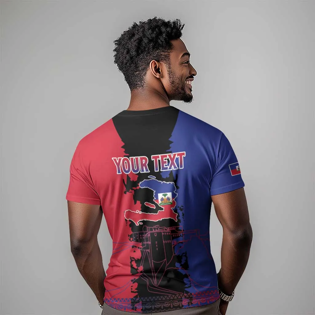 Personalised Haitian Heritage Month T shirt Coat Of Arms With Dashiki Pattern LT15