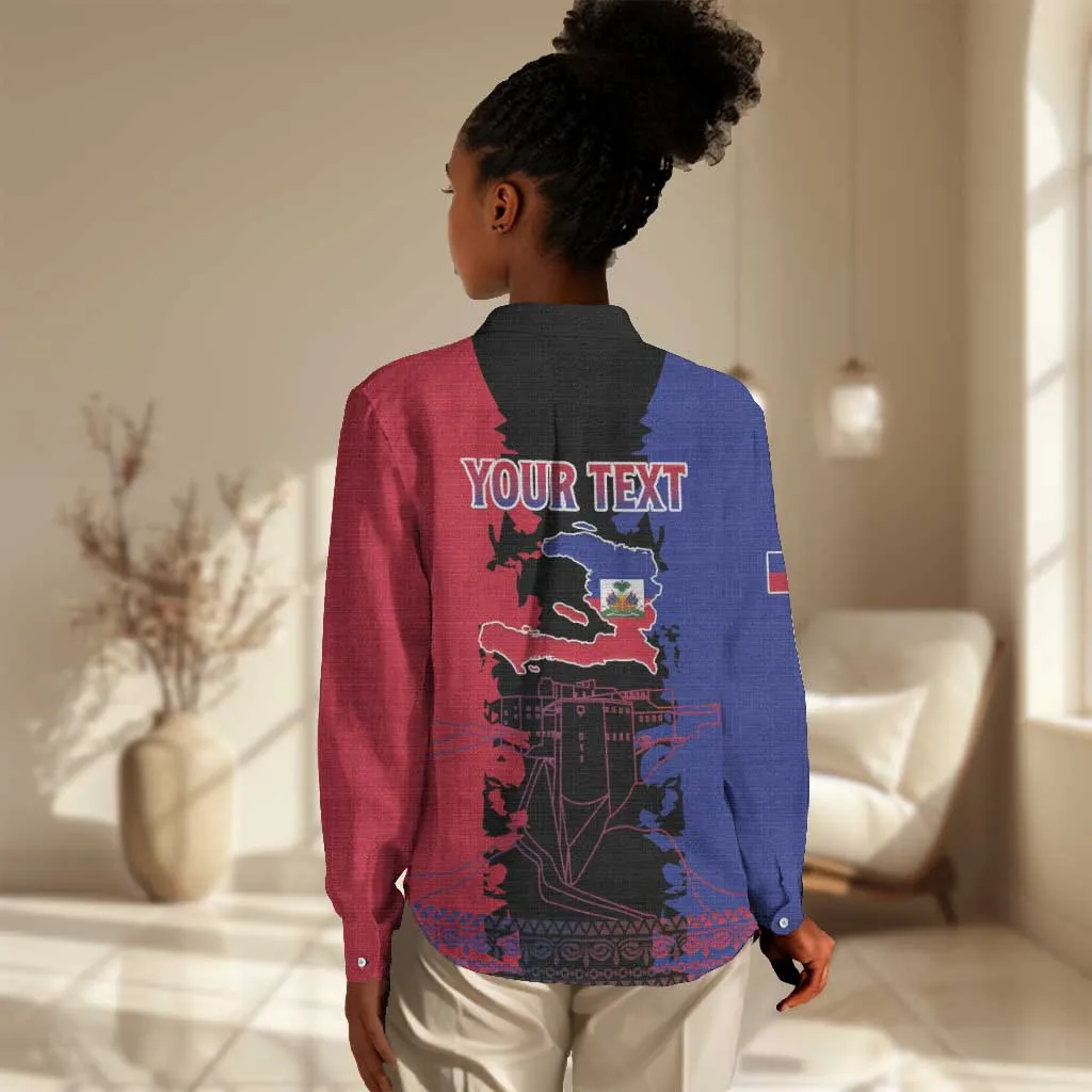 Personalised Haitian Heritage Month Women Casual Shirt Coat Of Arms With Dashiki Pattern LT15