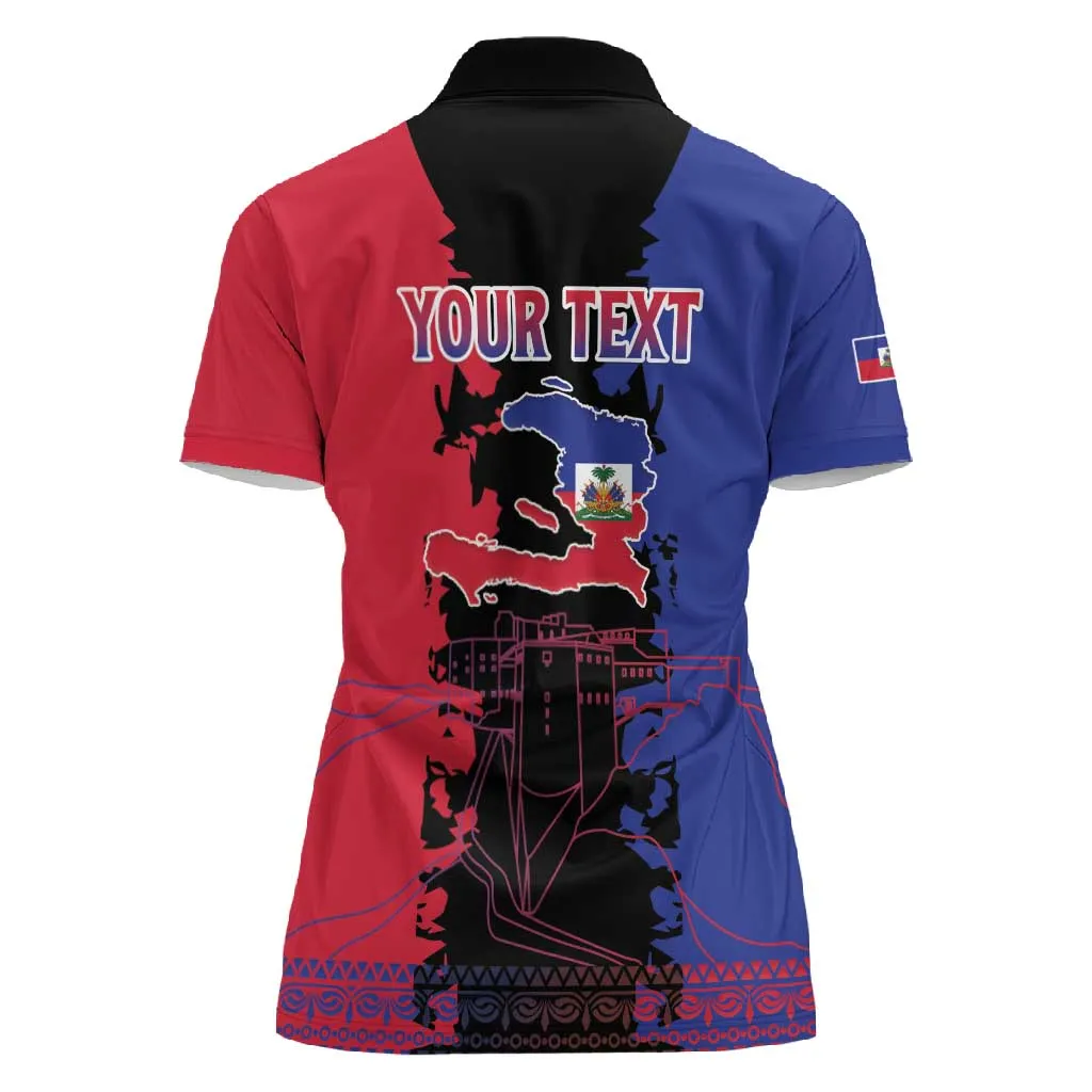 Personalised Haitian Heritage Month Women Polo Shirt Coat Of Arms With Dashiki Pattern LT15