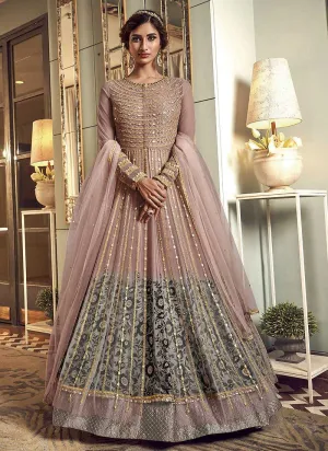 Pink Heavy Embroidered Gown Style Anarkali Suit