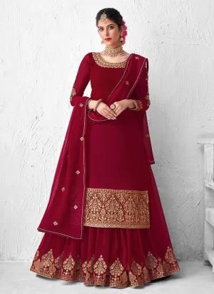 Pink Heavy Embroidered Lehenga Style Anarkali Suit