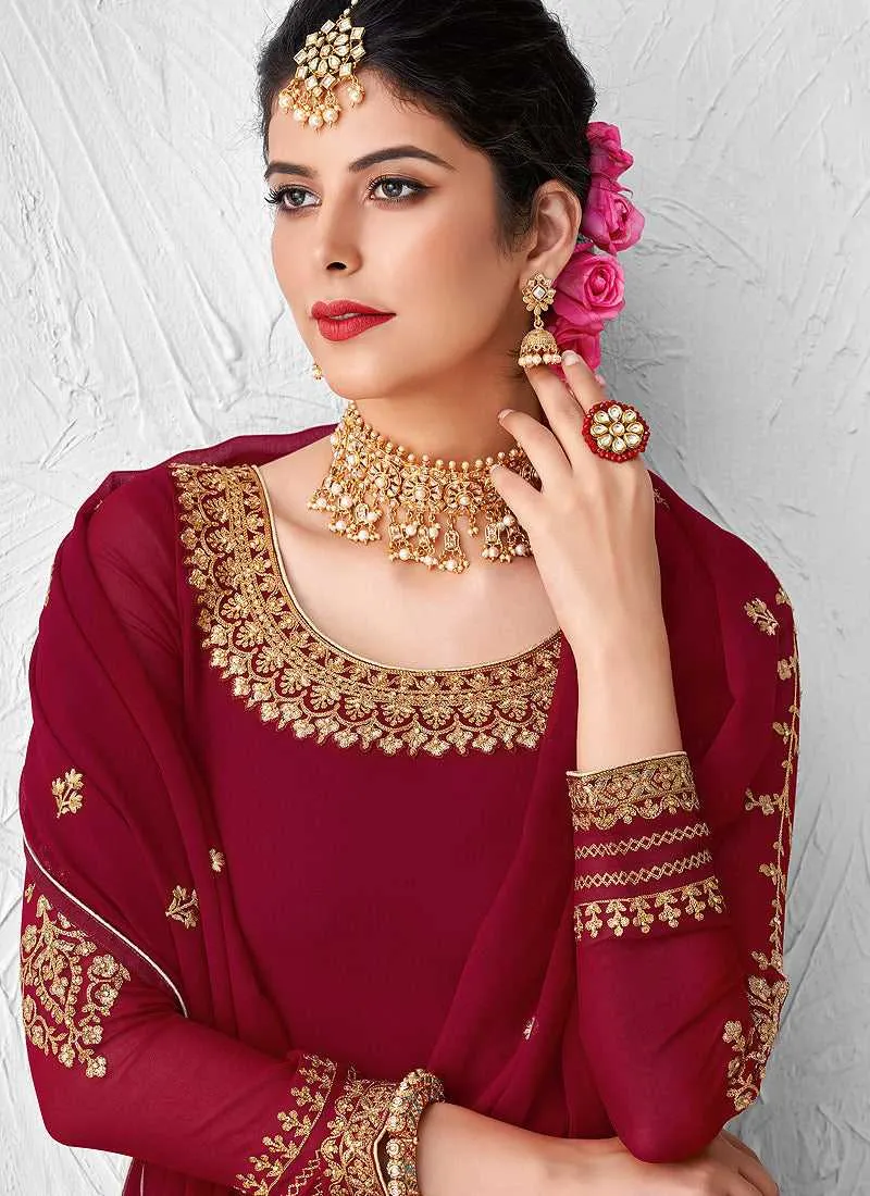 Pink Heavy Embroidered Lehenga Style Anarkali Suit