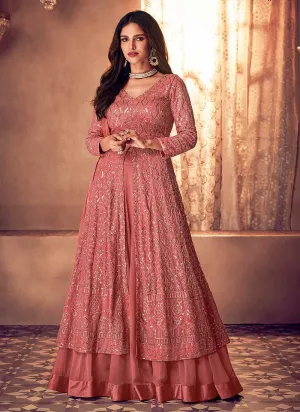 Pink Sequins Embroidered Slit Style Anarkali