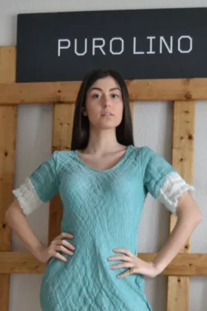 Pure Italian Linen Positano Light Blue Dress