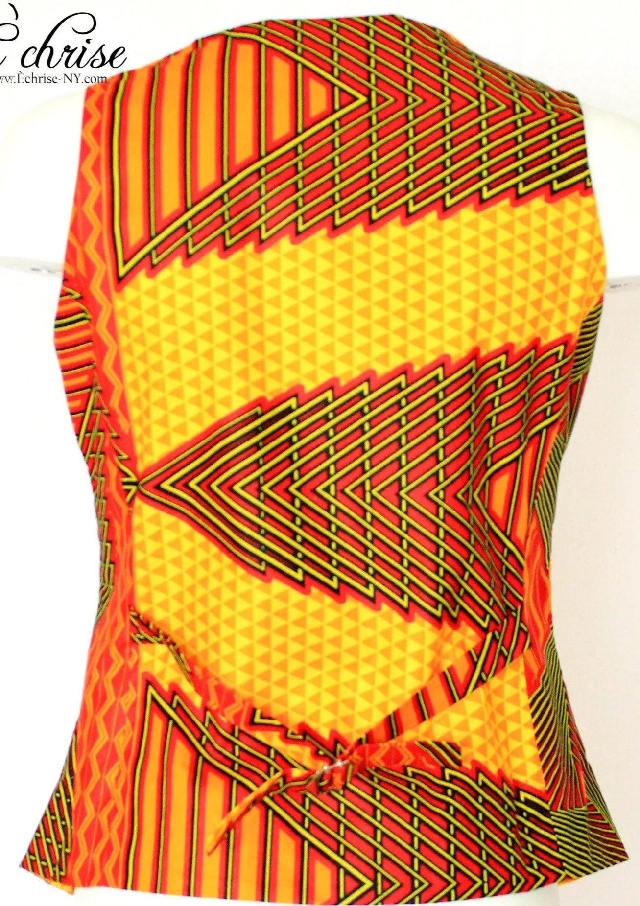Q112V Geometric WaxPrint Vest/Waist Coat - V6614 Yellow