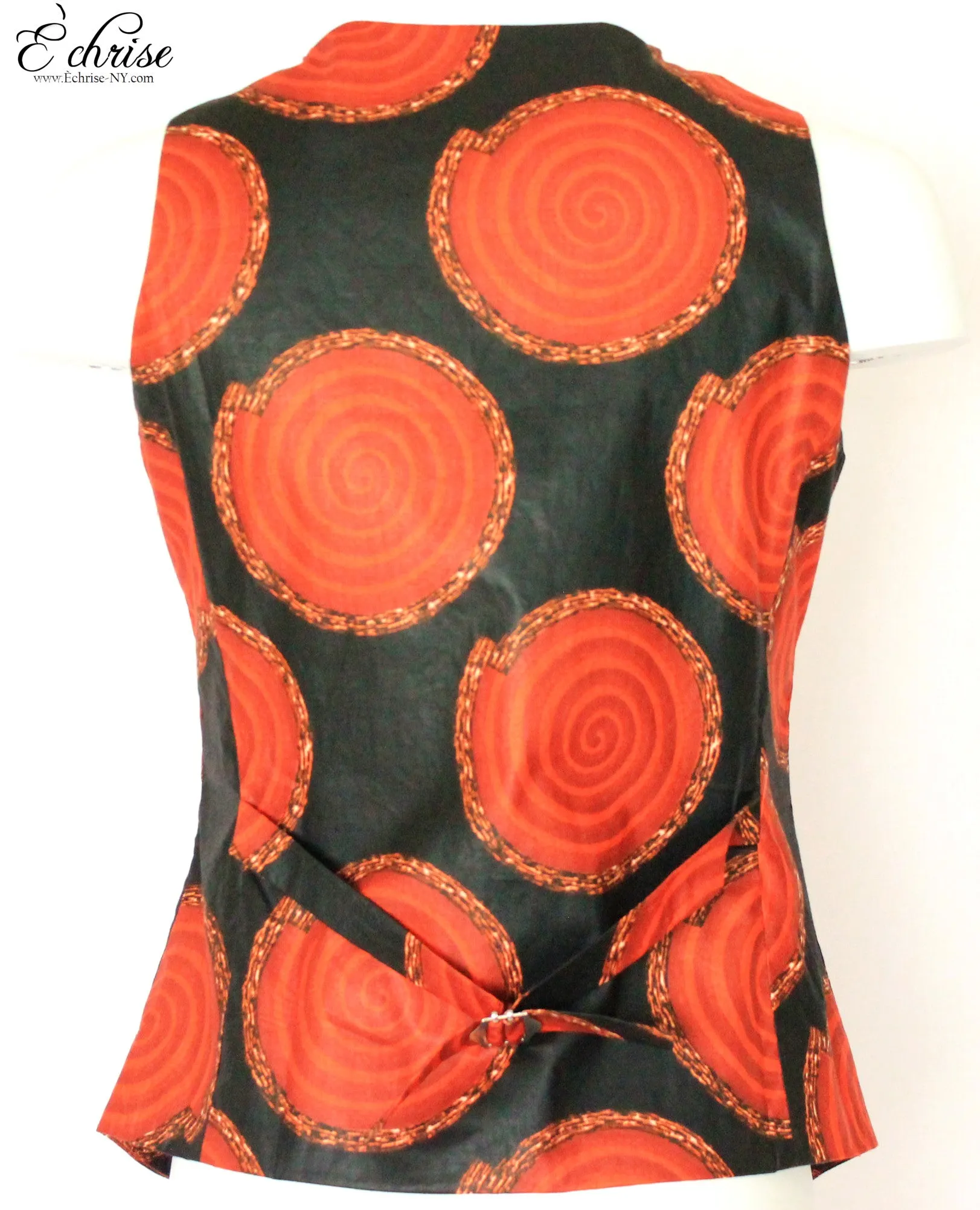 Q120V Geometric WaxPrint Vest/Waist Coat - V2638 Black/Red