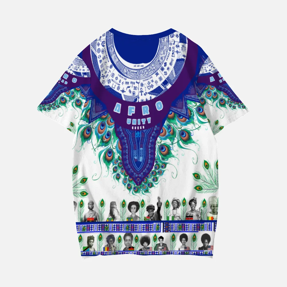 Queenshiki 2023 Short Sleeve T-Shirts Blue Purple Mesh Adinkra Dashiki