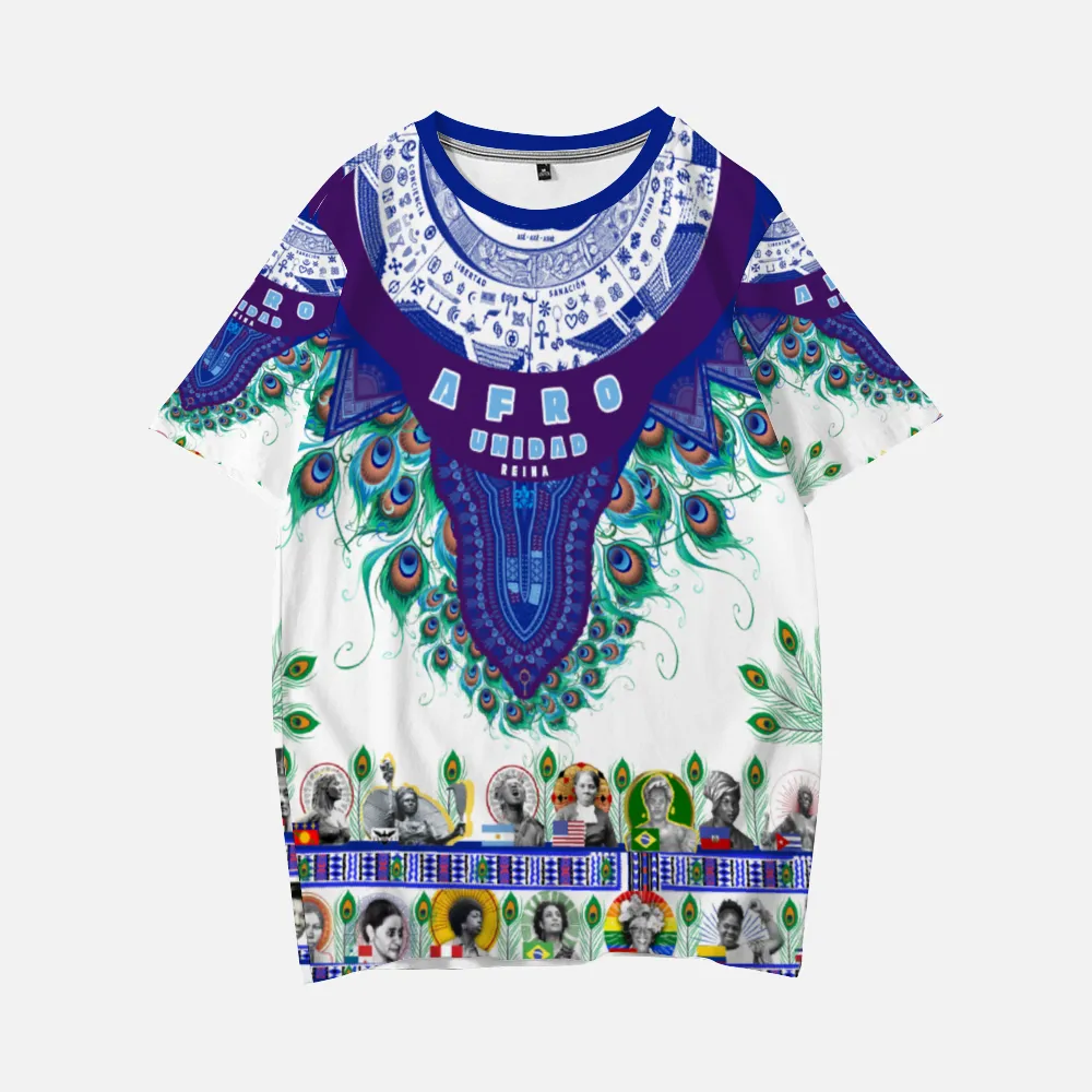 Queenshiki 2023 Short Sleeve T-Shirts Blue Purple Mesh Adinkra Dashiki
