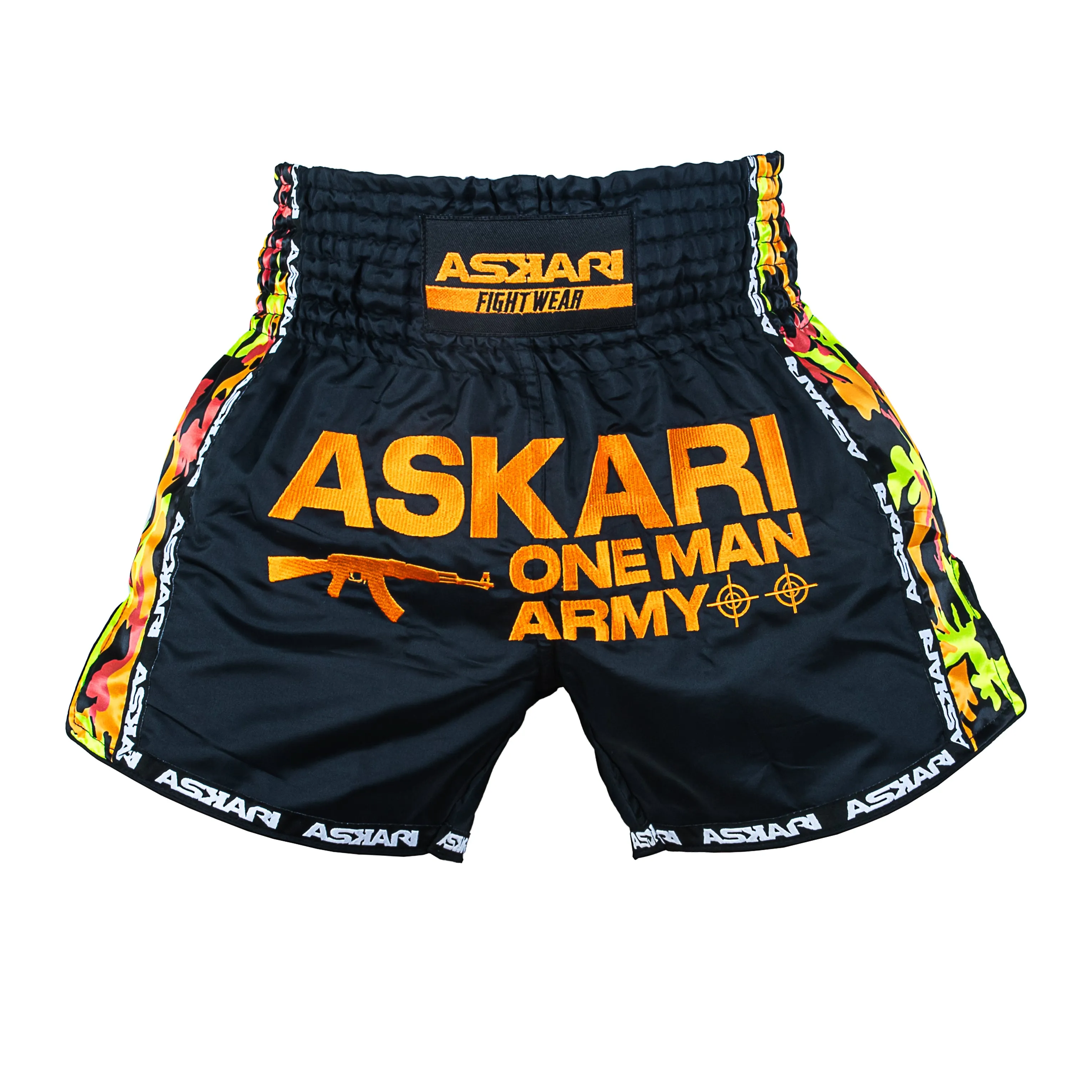 "ONE MAN ARMY" MUAY THAI SHORTS [ORANGE CAMOUFLAGE]