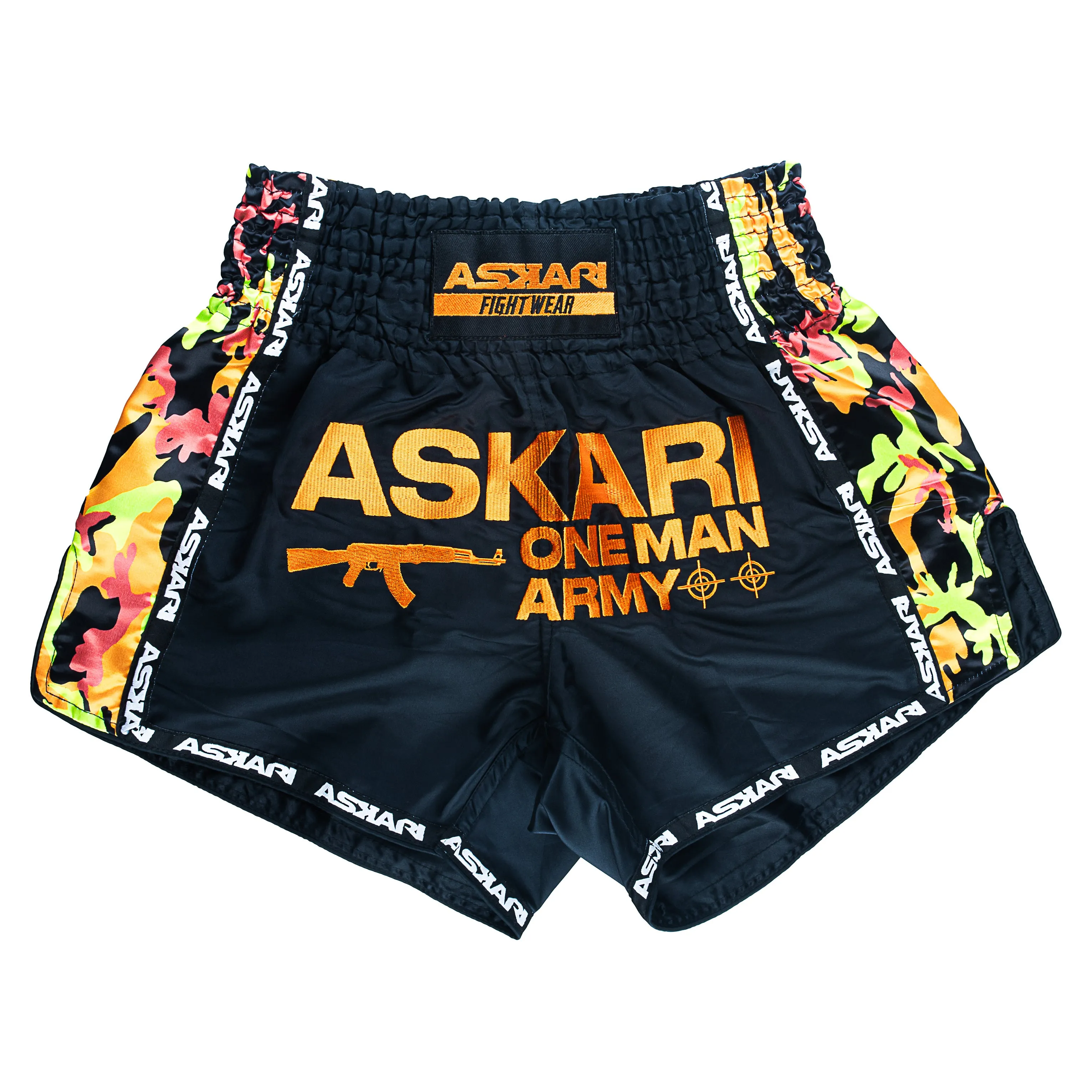 "ONE MAN ARMY" MUAY THAI SHORTS [ORANGE CAMOUFLAGE]