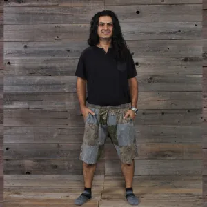 RAISED IN THE LIONS DEN SHORTS Grateful Dead Men's Cotton Patchwork Solid & GD Print Cargo Shorts