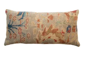 Reclaimed Antique Persian Rug Fragment Lumbar Pillow
