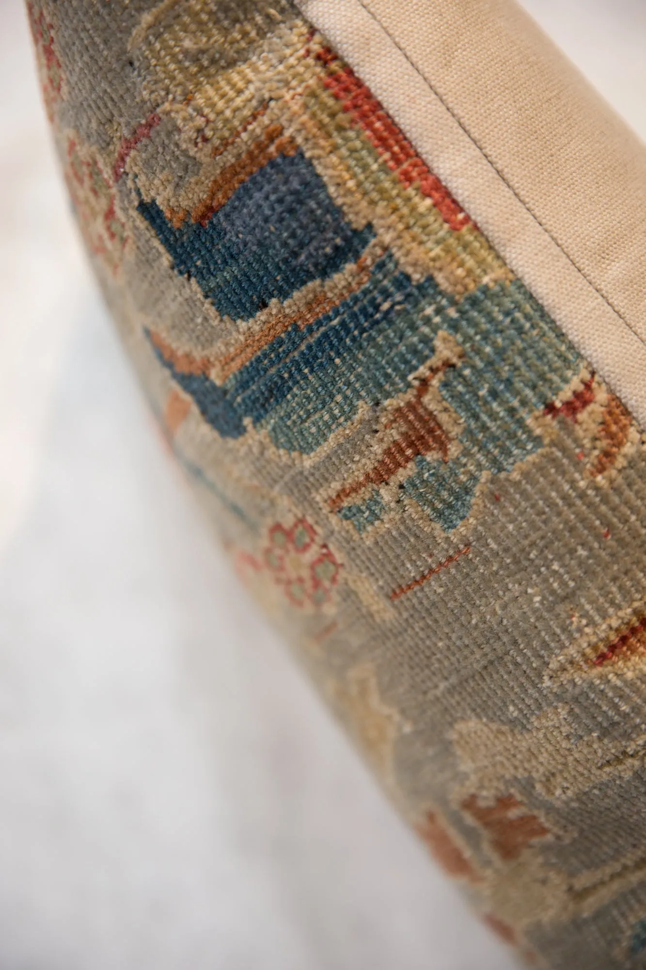 Reclaimed Antique Persian Rug Fragment Lumbar Pillow