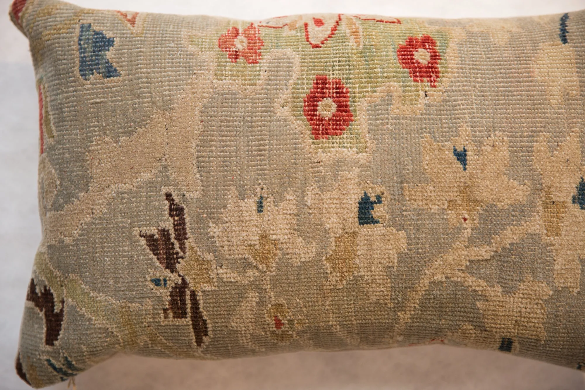 Reclaimed Antique Persian Rug Fragment Lumbar Pillow