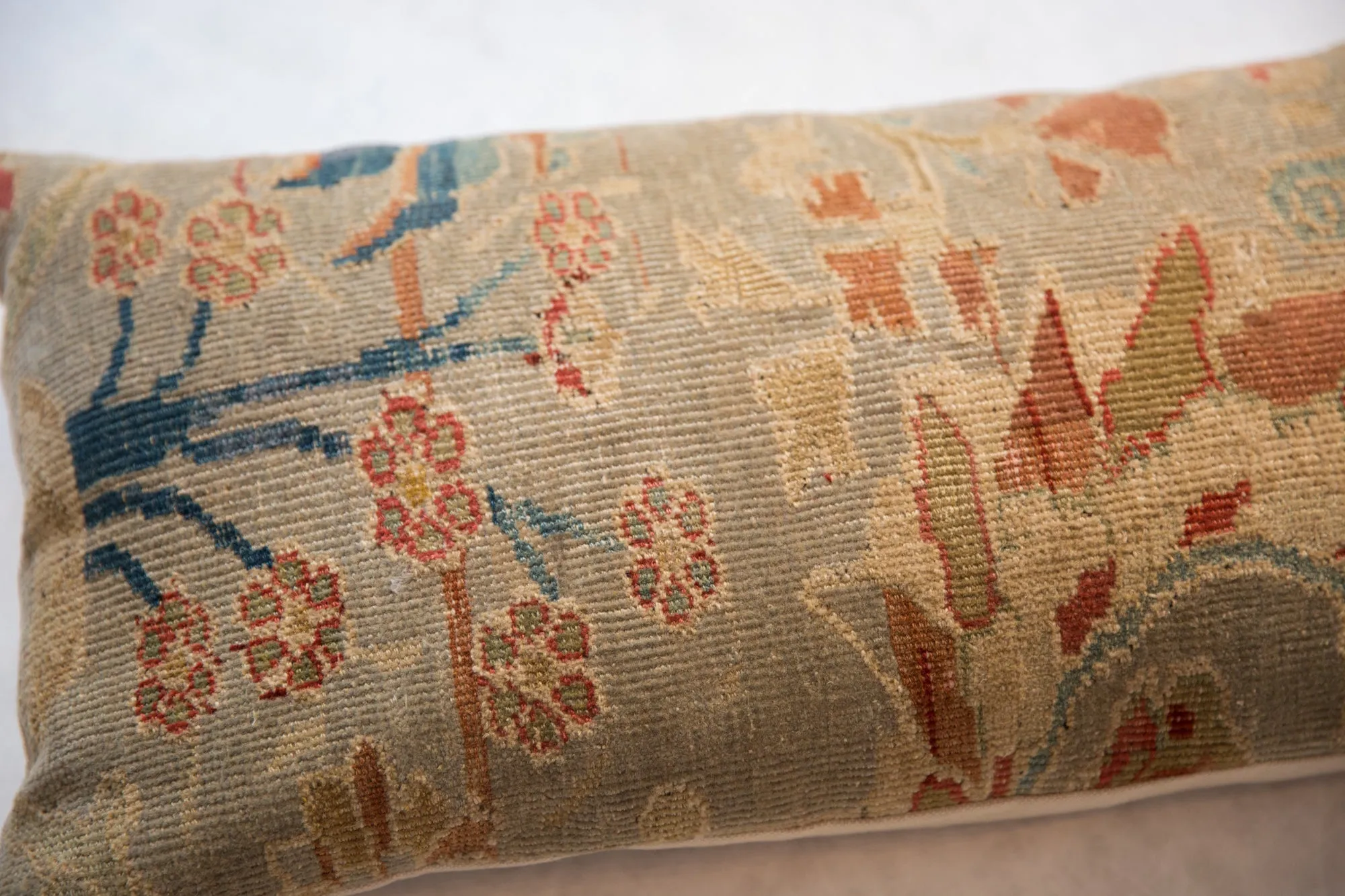 Reclaimed Antique Persian Rug Fragment Lumbar Pillow