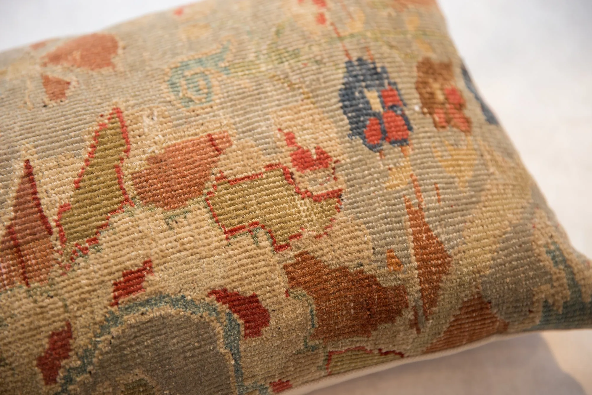 Reclaimed Antique Persian Rug Fragment Lumbar Pillow