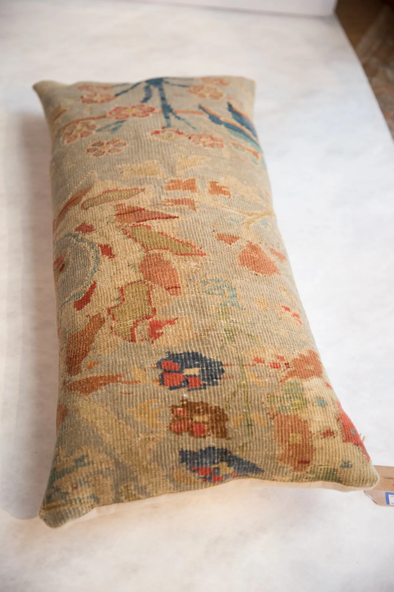 Reclaimed Antique Persian Rug Fragment Lumbar Pillow