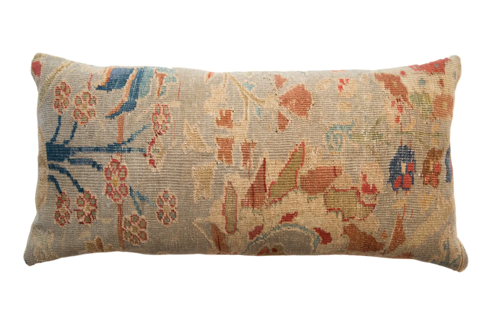Reclaimed Antique Persian Rug Fragment Lumbar Pillow