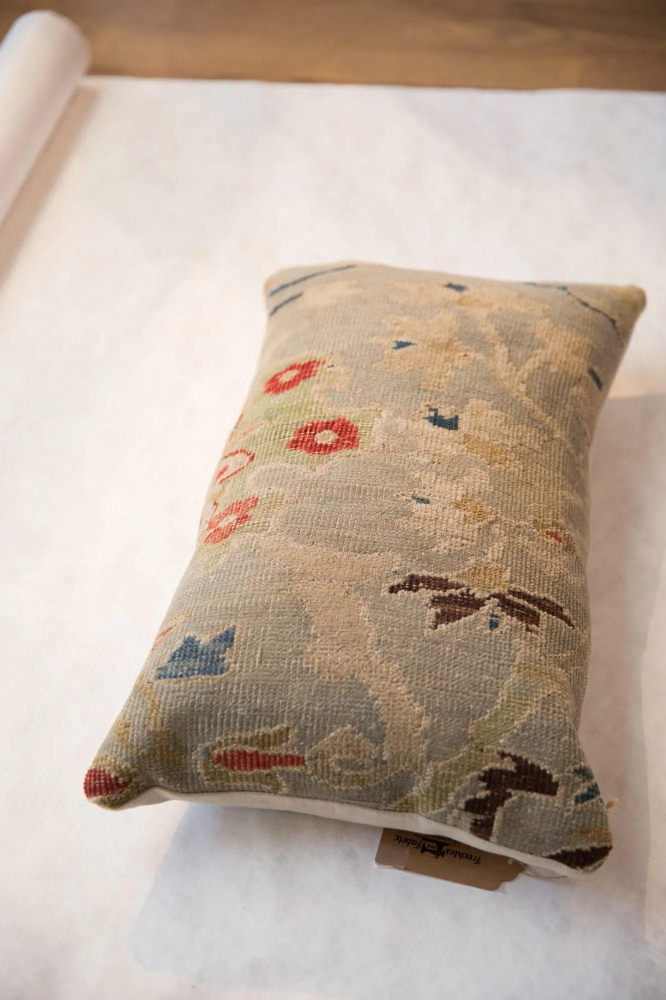 Reclaimed Antique Persian Rug Fragment Lumbar Pillow