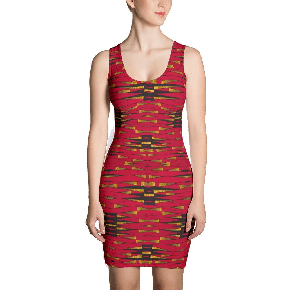 Red Black African Print Dress