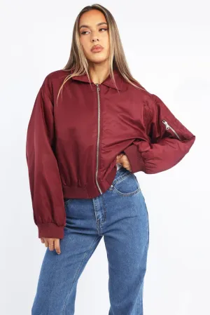 Red Bomber Jacket Collared