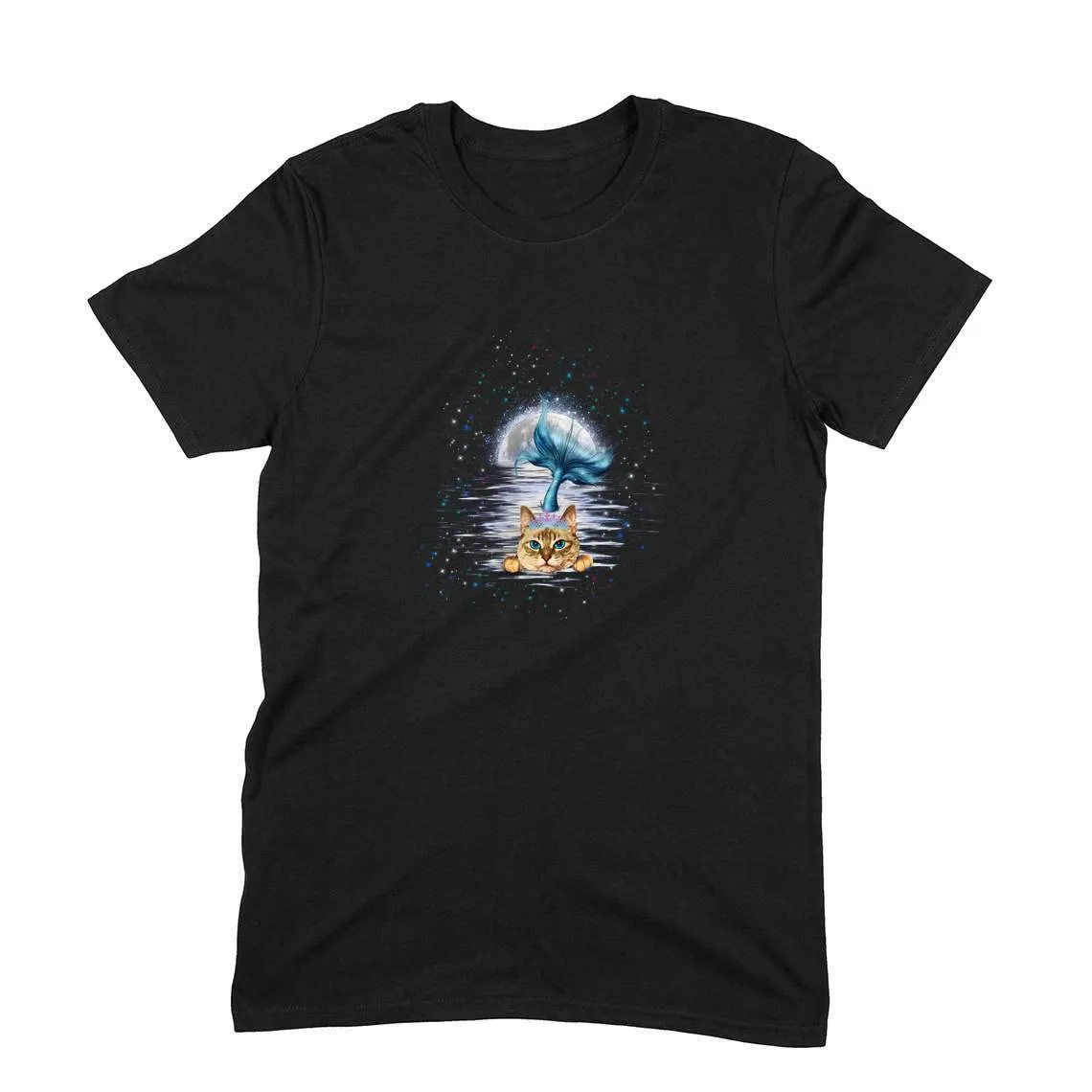 Round Neck T-Shirt (Men) - Little Meowmaid Cat (11 Colours)
