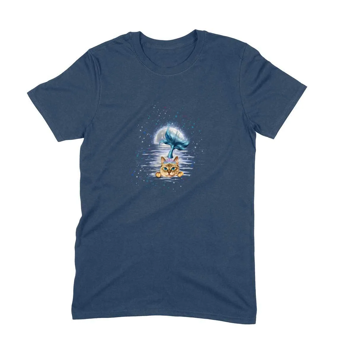 Round Neck T-Shirt (Men) - Little Meowmaid Cat (11 Colours)