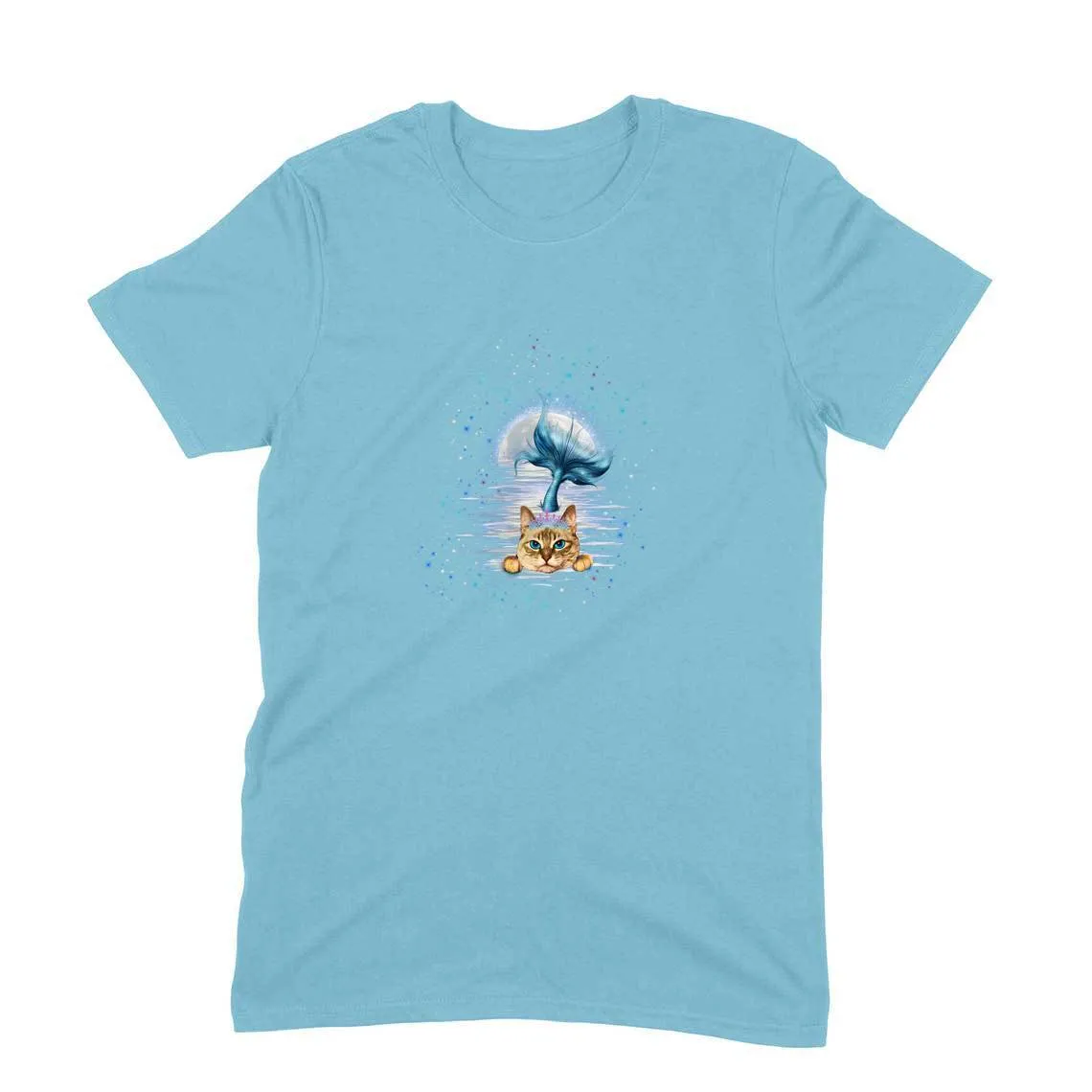 Round Neck T-Shirt (Men) - Little Meowmaid Cat (11 Colours)