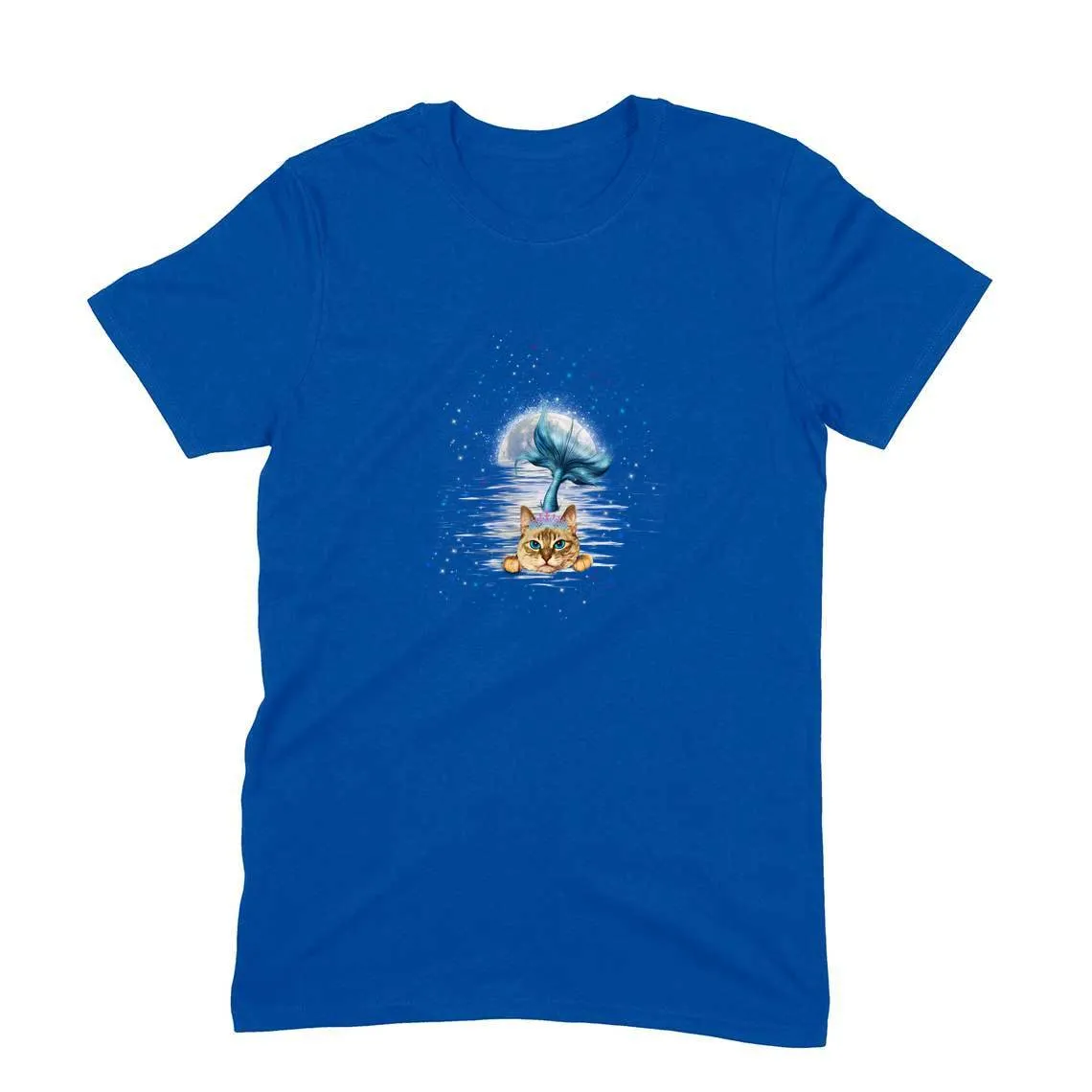 Round Neck T-Shirt (Men) - Little Meowmaid Cat (11 Colours)