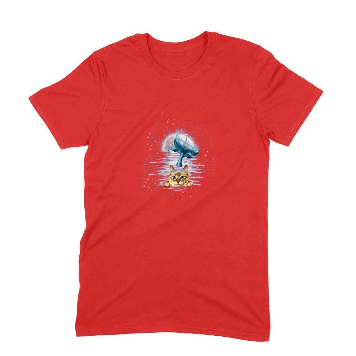 Round Neck T-Shirt (Men) - Little Meowmaid Cat (11 Colours)