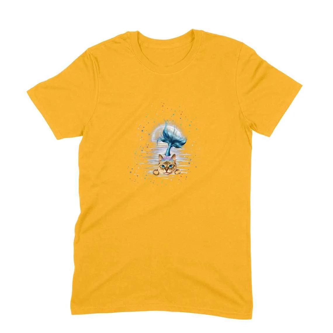 Round Neck T-Shirt (Men) - Little Meowmaid Cat (11 Colours)
