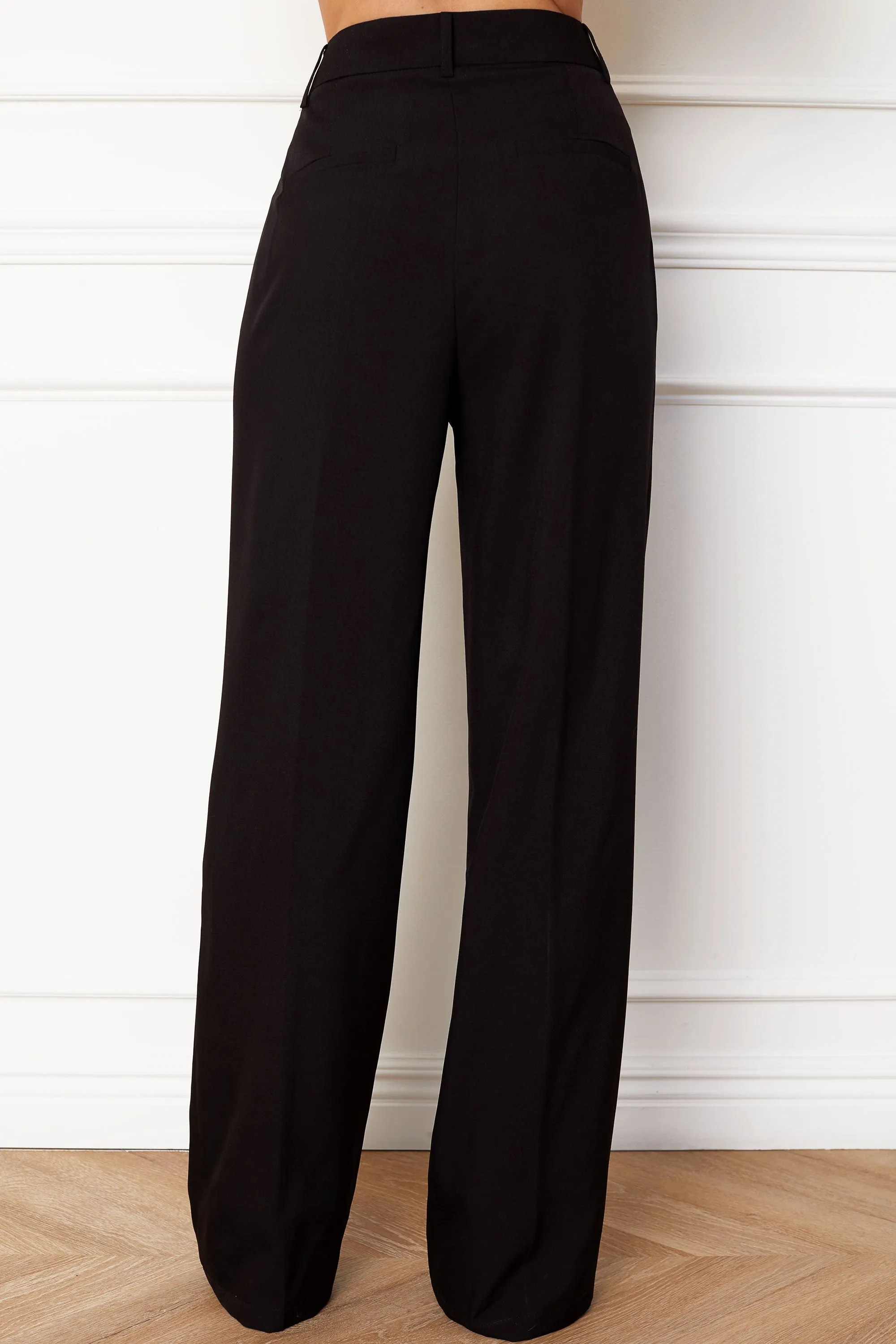 Rylie Black Twill Wide Leg Trousers