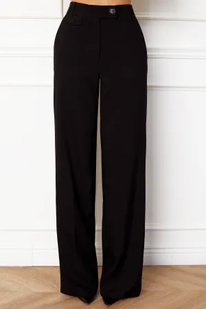 Rylie Black Twill Wide Leg Trousers
