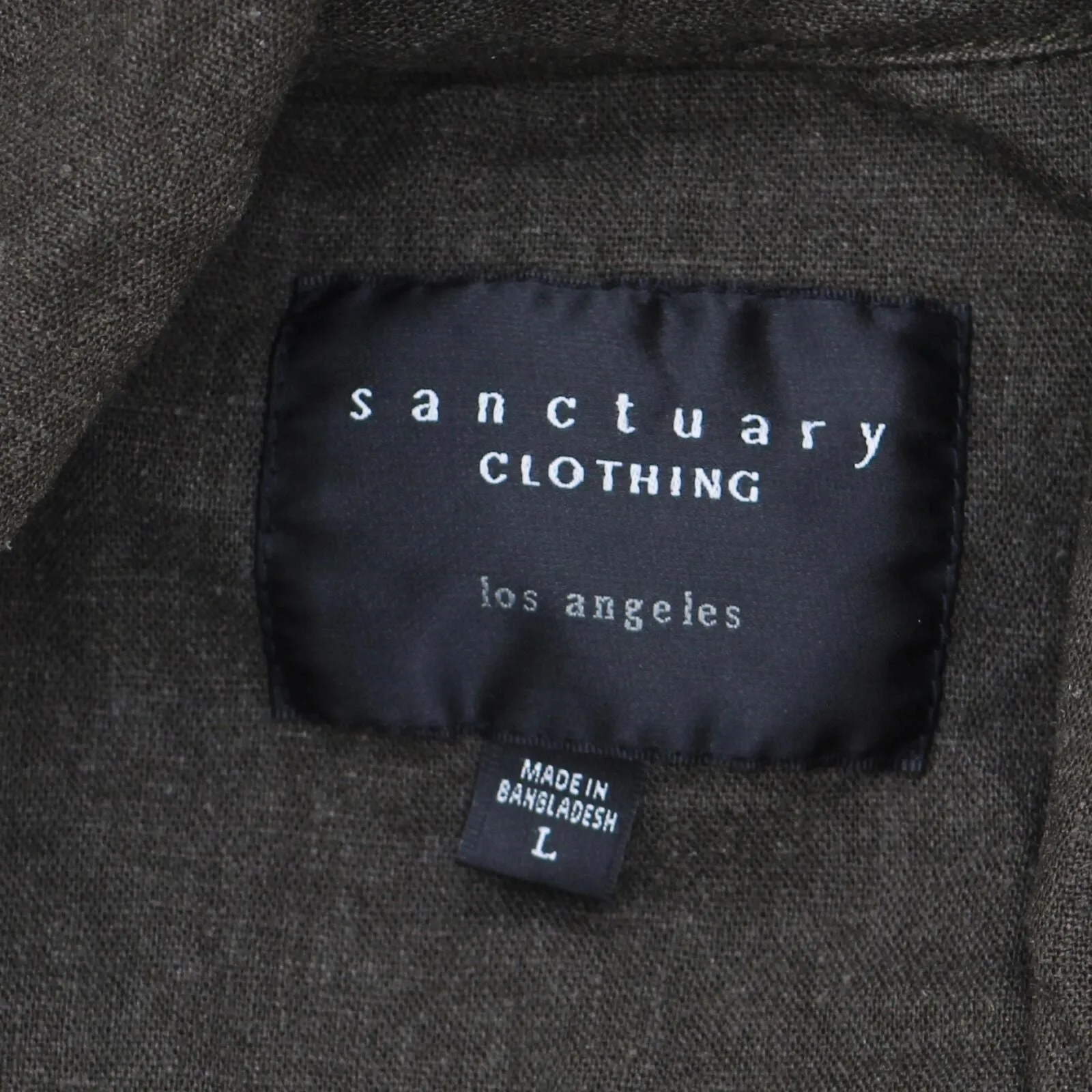 Sanctuary Womens Linen Blend Woven Open Front Tie Vest Dark Green L