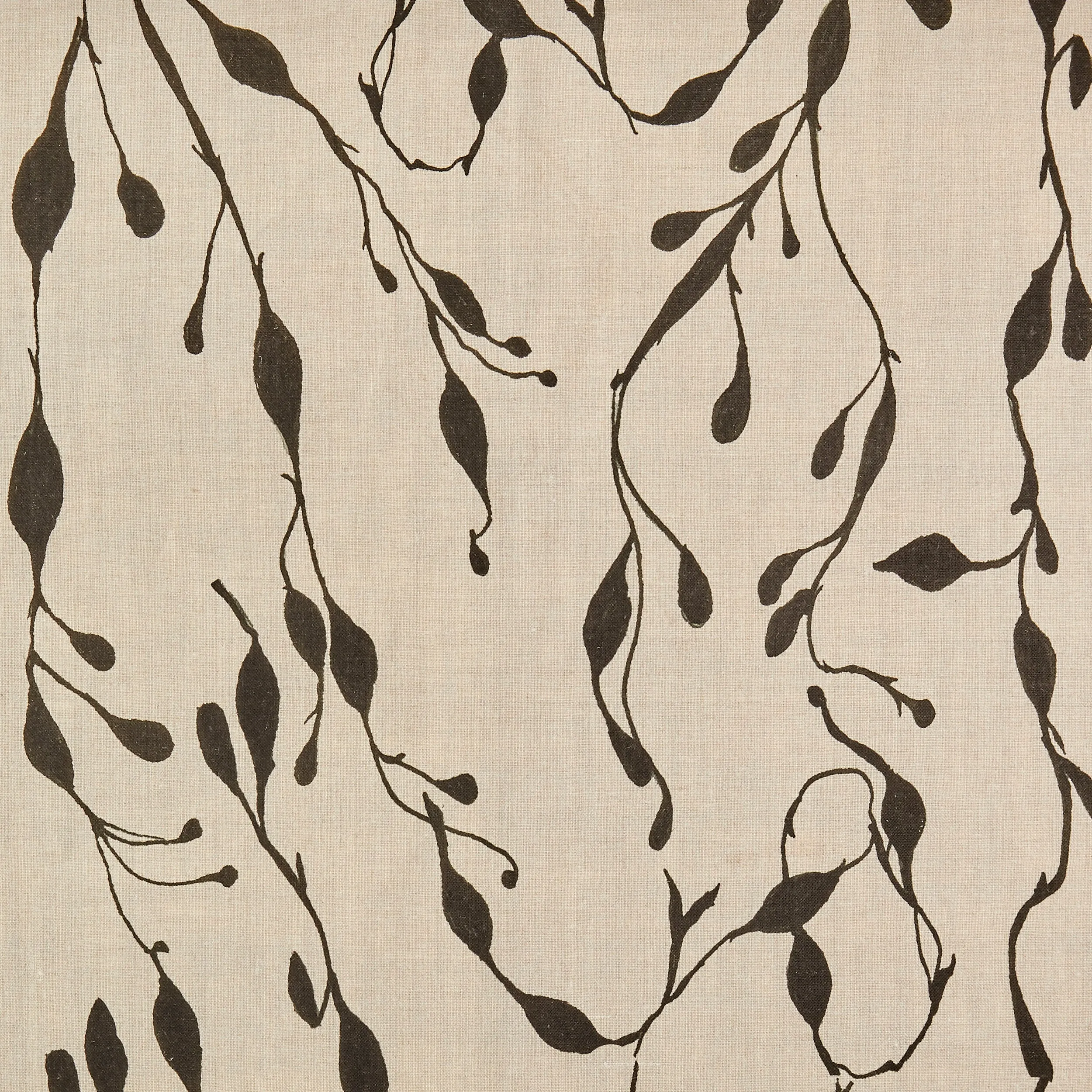 Seaweed XL Fabric - Black on Linen