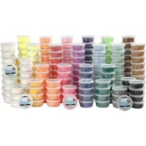 Self Hardening Foam Clay With Beads In Re-usable Tubs 22 Colours x 10