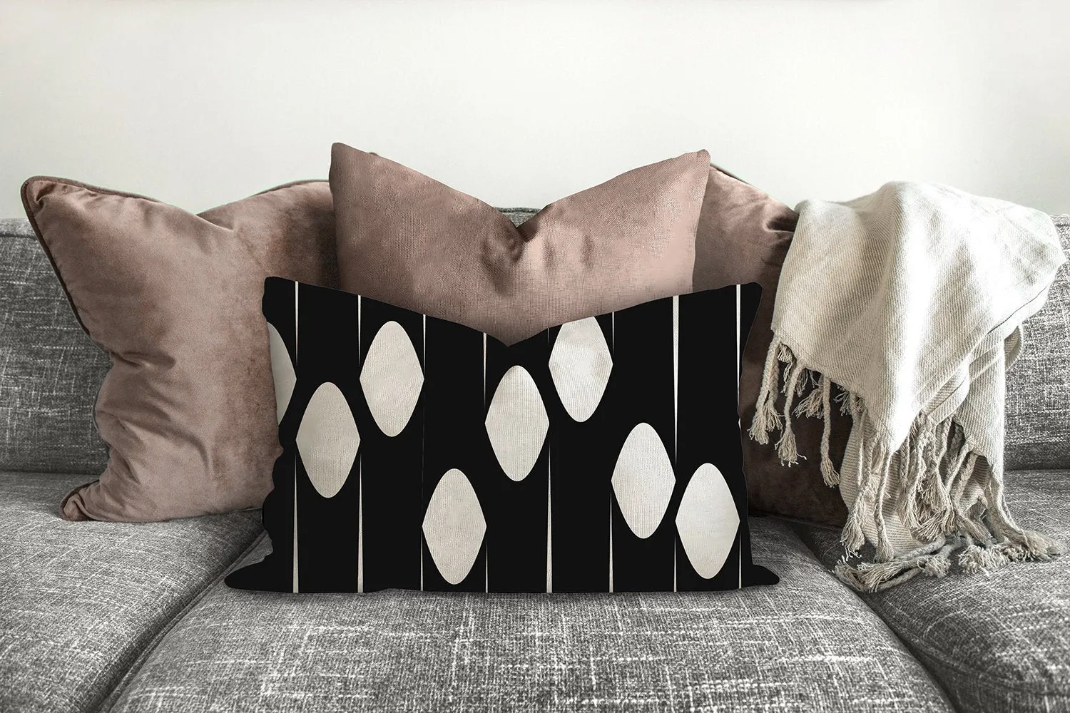 Shapes throw pillow, black and white pattern, modern pillow, Interior decor, pillow cover and insert, home interiors, home accent pillow