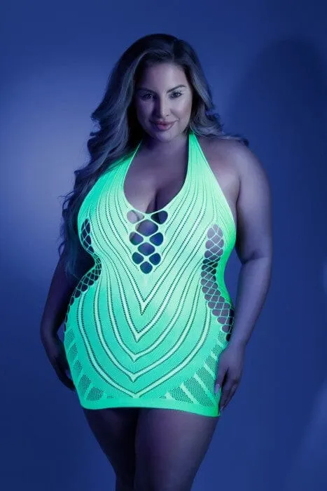 Shock Value, Net Halter Dress with Open Back