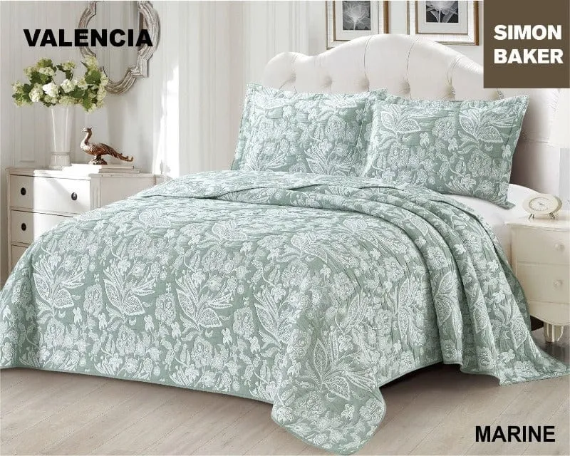 Simon Baker Valencia Jacquard Bedspread Marine