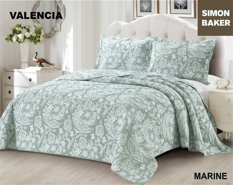 Simon Baker Valencia Jacquard Bedspread Marine