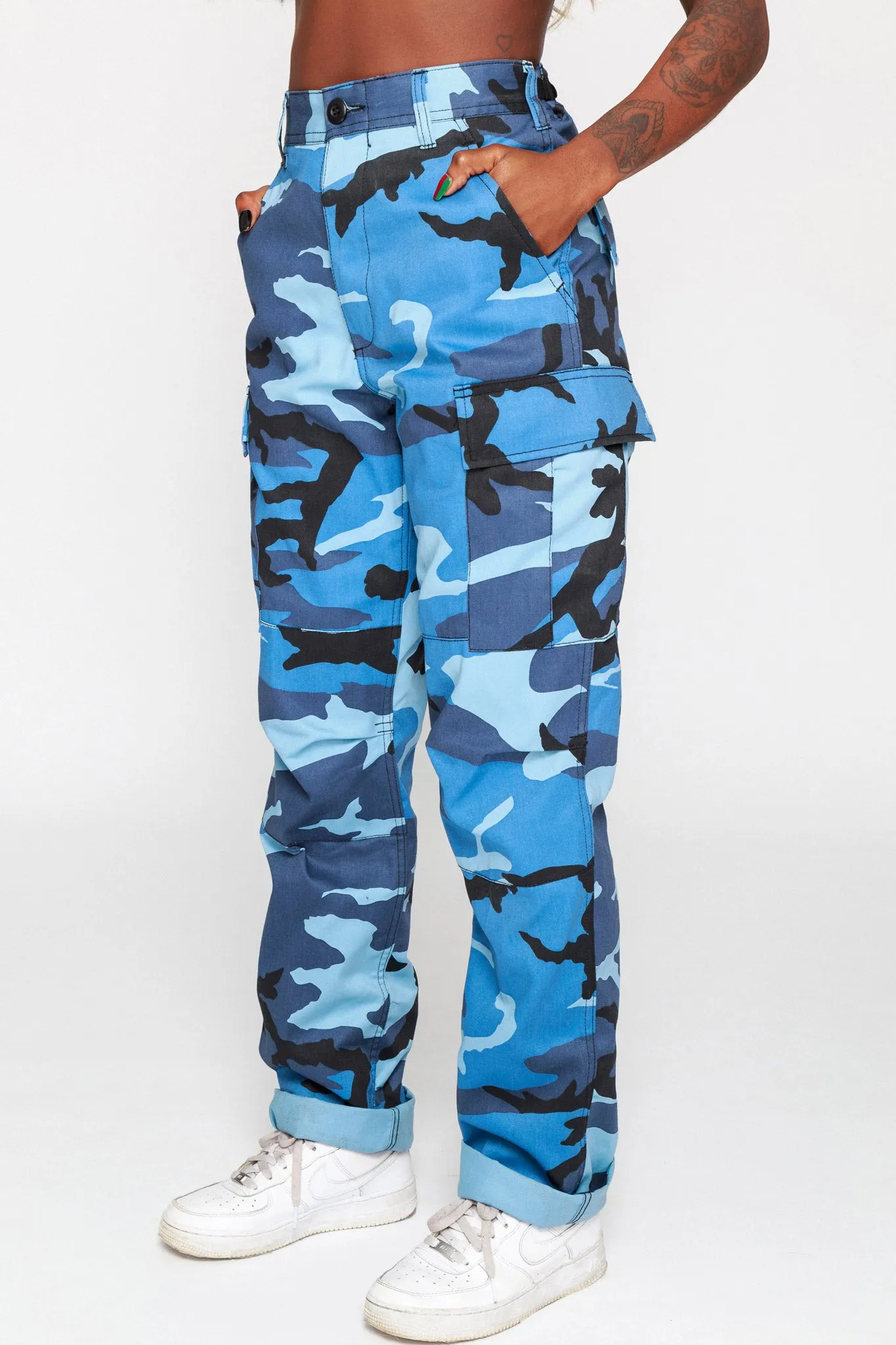 Sky Blue Camo Cargo Pants